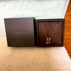 ADORABLE BRAND NEW ROBERTO COIN TINY TREASURES 18K GOLD DIAMOND CAT NECKLACE